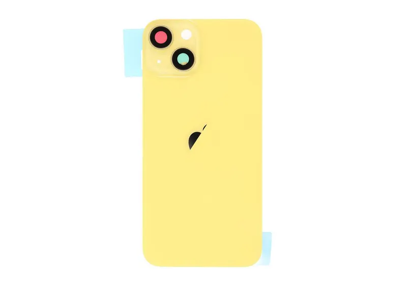 Vitre Arrière iPhone 14 Plus Jaune – Avec Plaque Métal + Aimants MagSafe