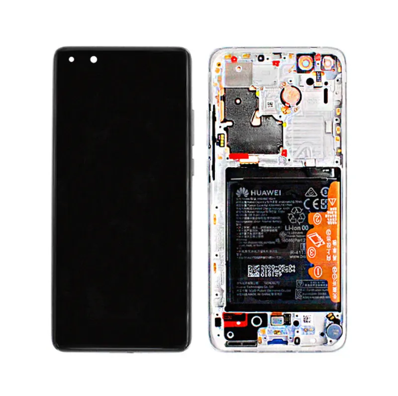 Huawei P40 Pro Plus (ELS-N39) LCD Display + Touchscreen + Frame Incl. Battery and Parts 02353RBJ White