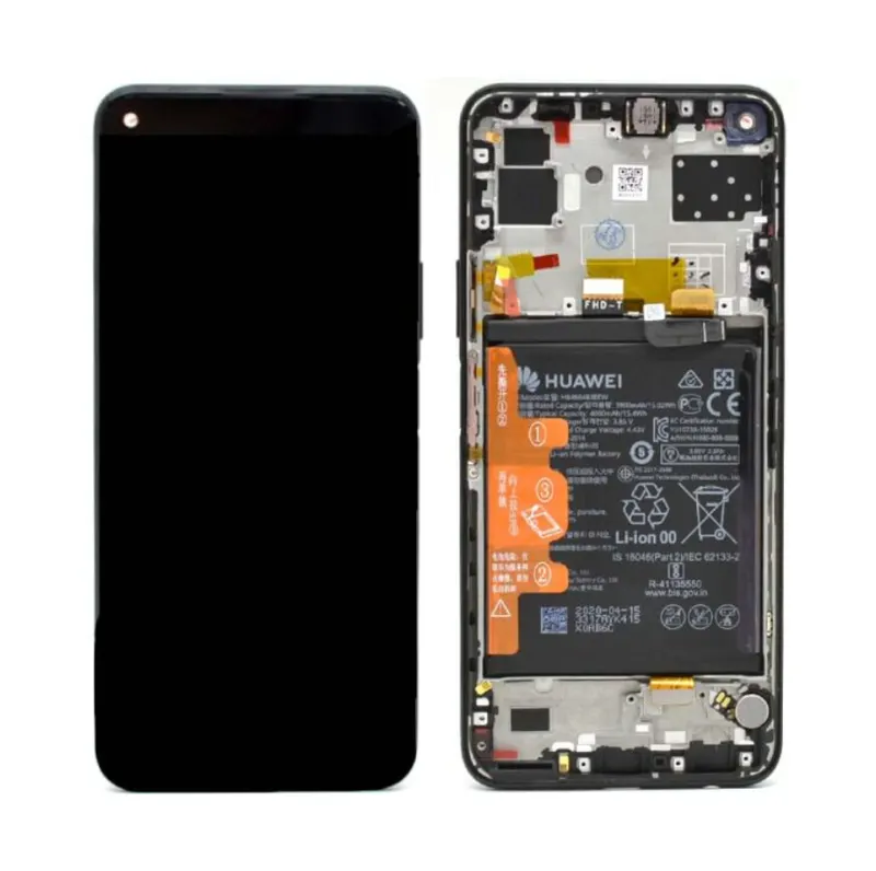 Huawei P40 Lite 5G (CDY-NX9A) LCD Display + Touchscreen + Frame - 02353SUN - Incl. Battery And Parts - Black