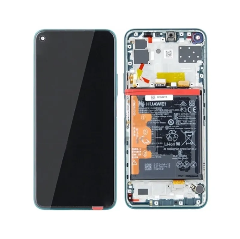 Huawei P40 Lite 5G (CDY-NX9A) LCD Display + Touchscreen + Frame - 02353SUP - Incl. Battery And Parts - Green
