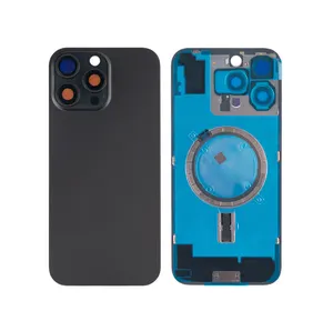 Vitre Arrière iPhone 16 Pro Max Noir - Cadre Caméra + Plaque Métallique et Aimant NFC