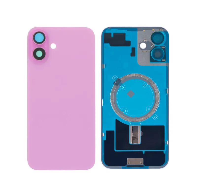Apple iPhone 16 Plus Backcover Glass + Camera Frame + Iron Plate + NFC Magnet – Pink